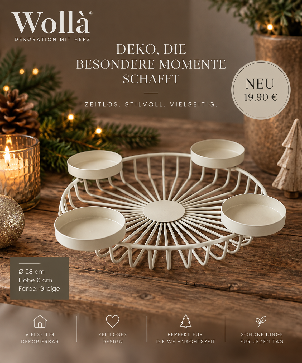 Adventskerzenhalter Schale