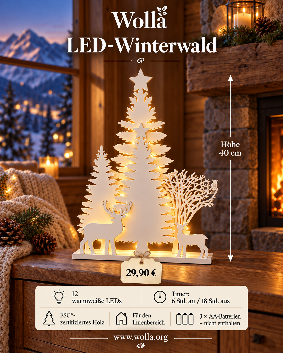 Holz LED Winterwald