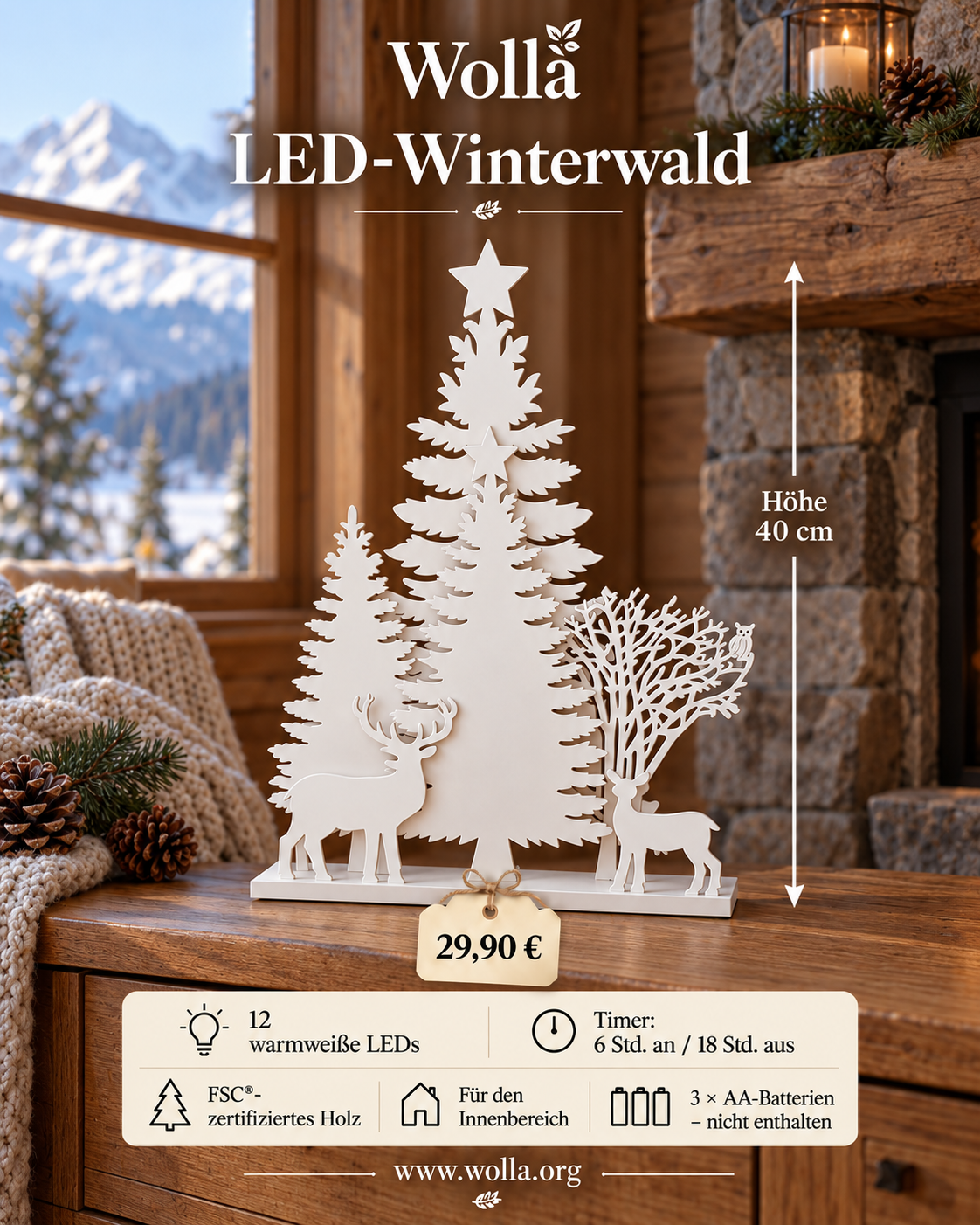 Holz LED Winterwald