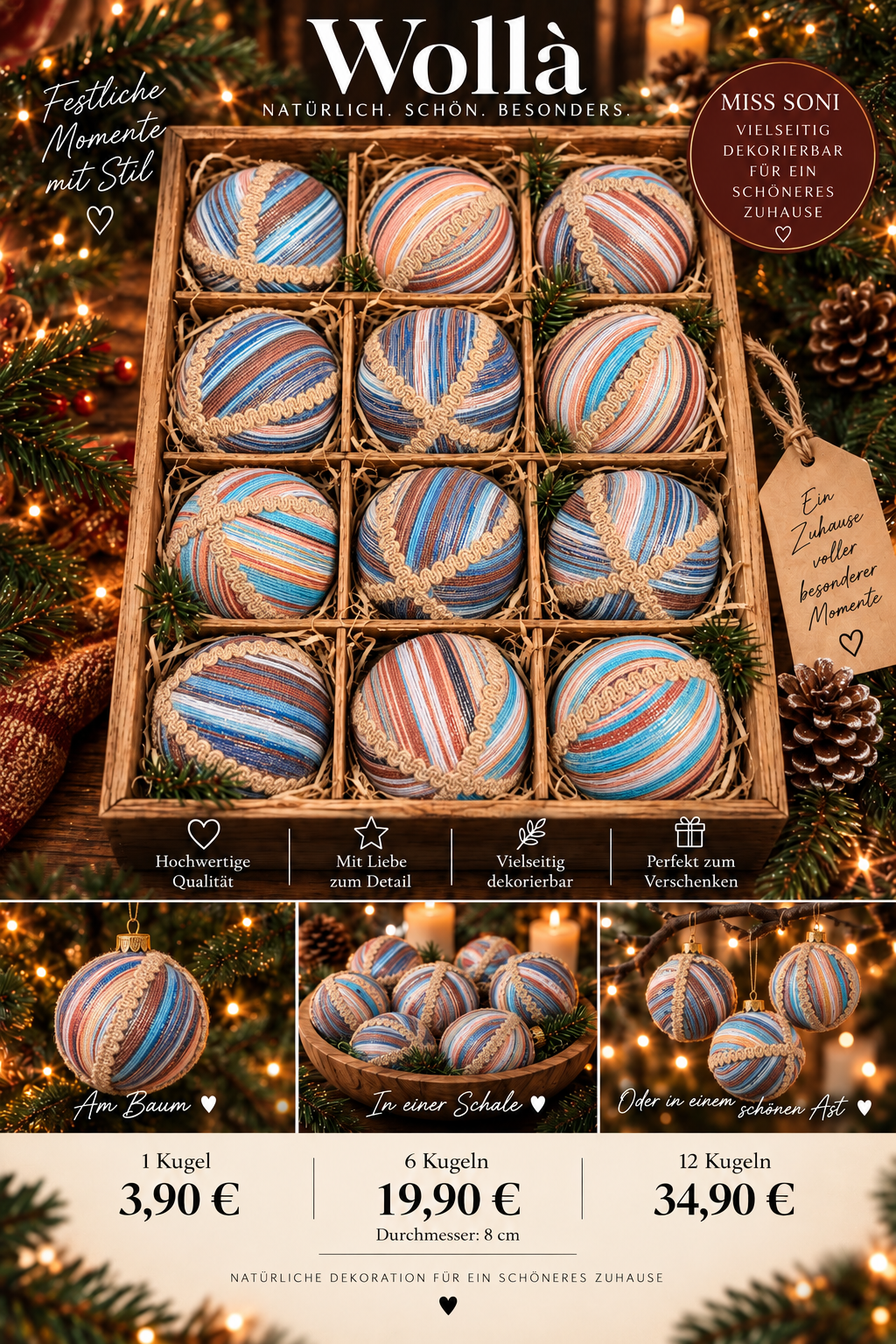 Weihnachtskugeln– Christbaumkugeln 8 cm