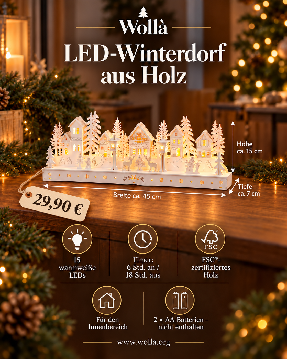 Holz LED Winterdorf
