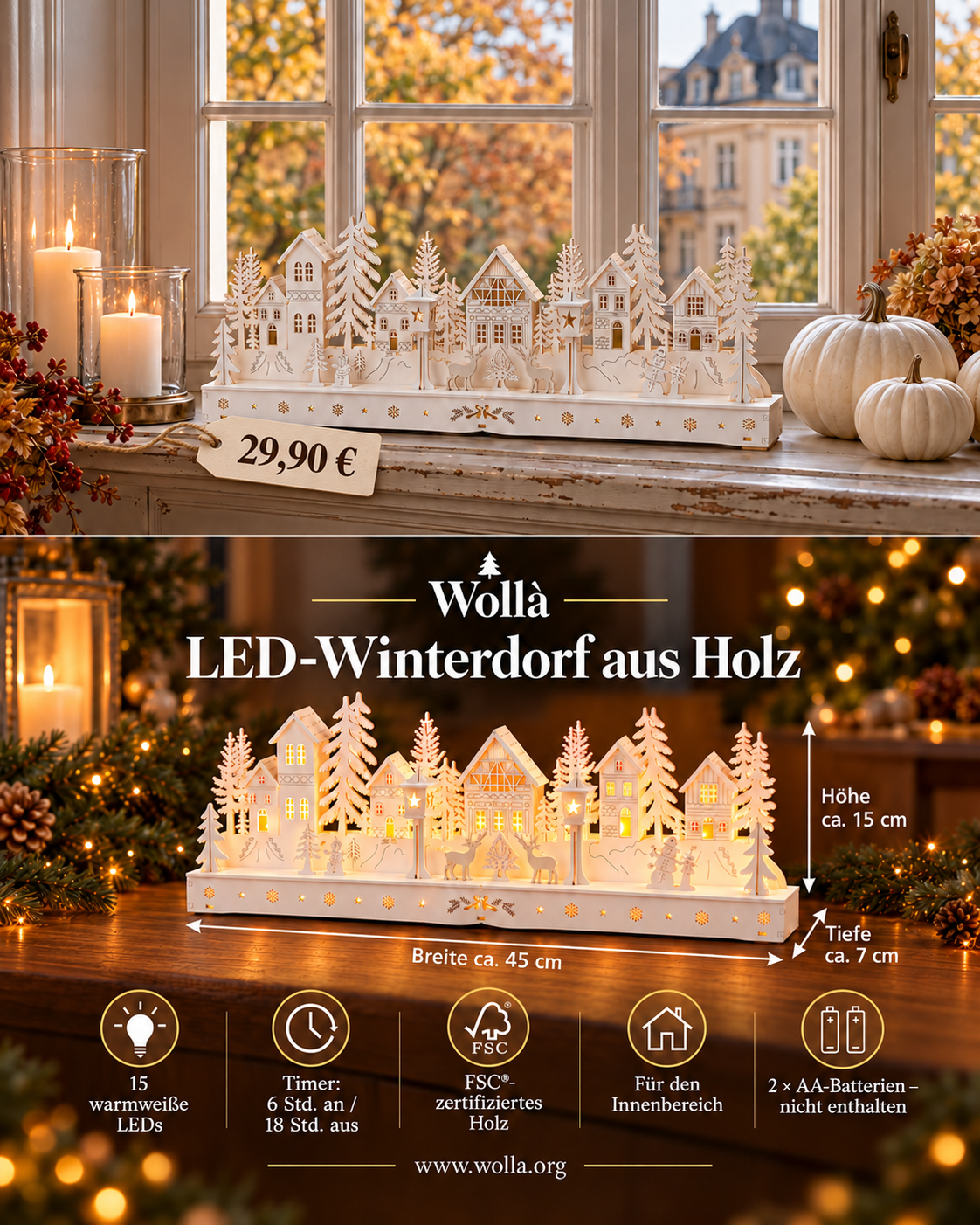 Holz LED Winterdorf