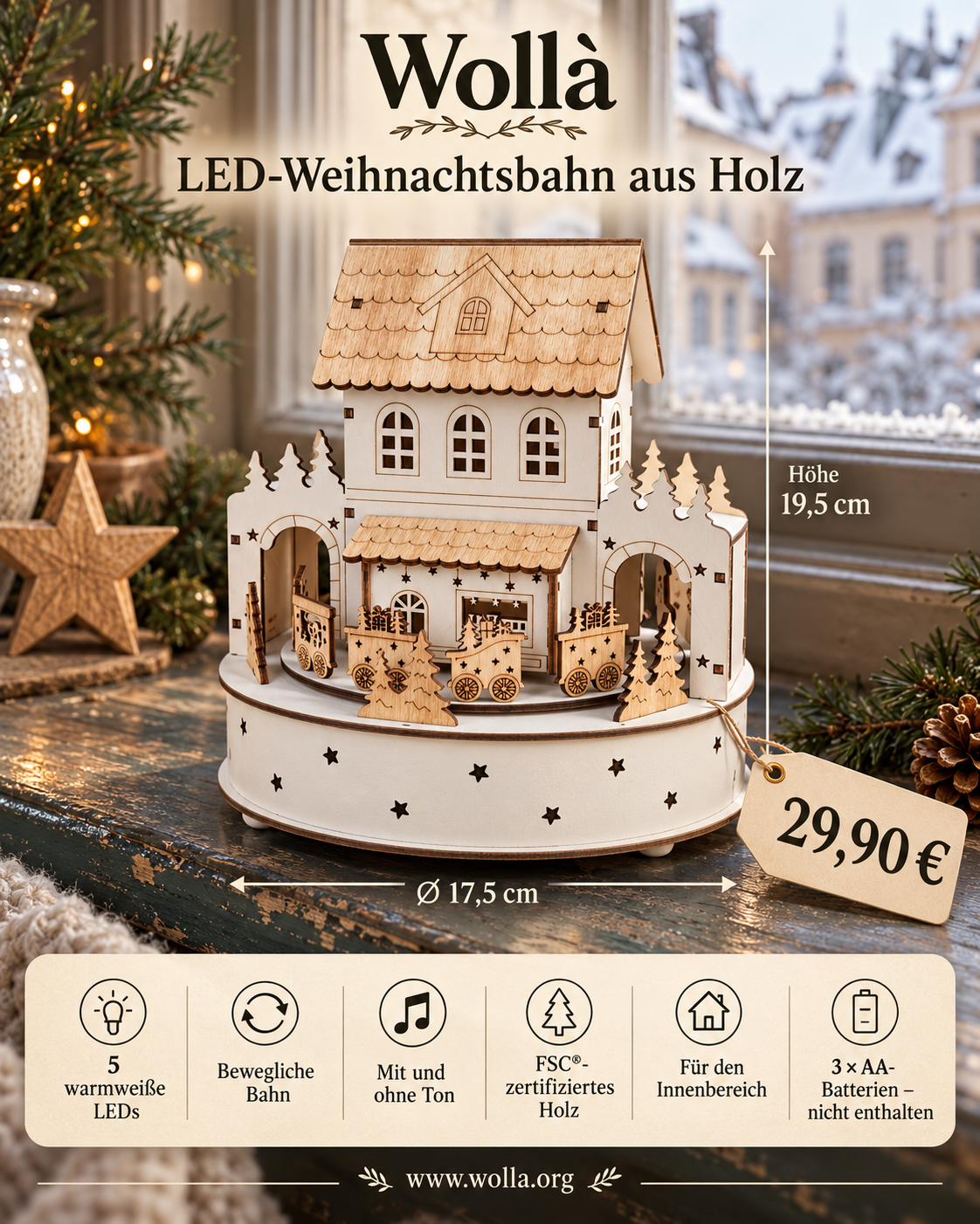 Holz LED Zug im Dorf