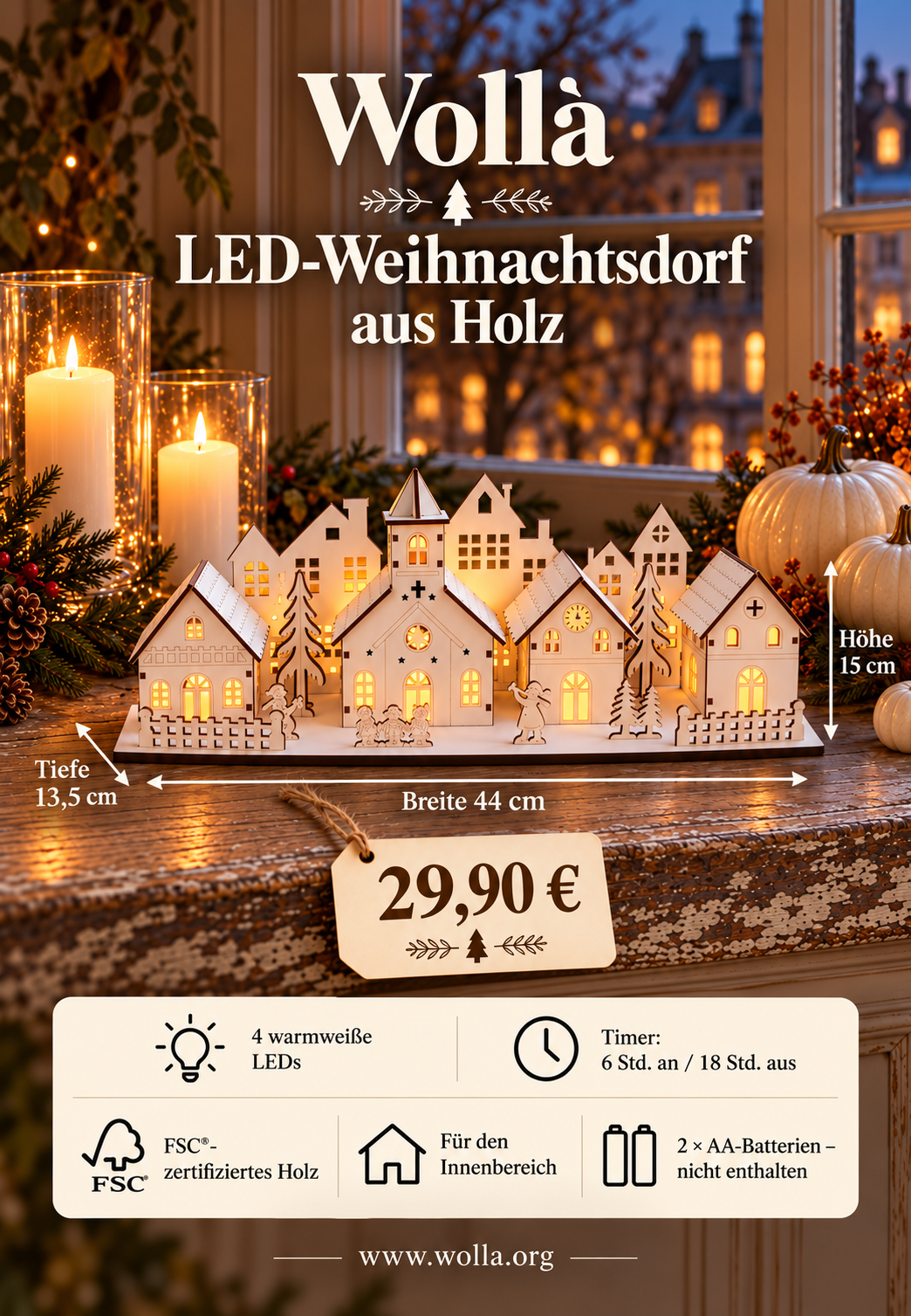 Holz LED Weihnachtsdorf