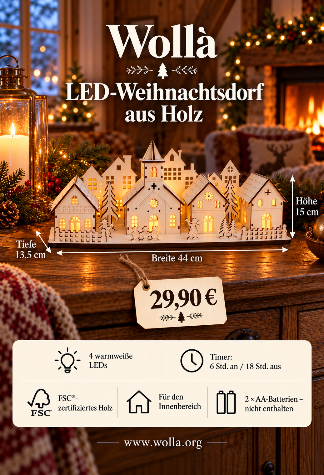 Holz LED Weihnachtsdorf